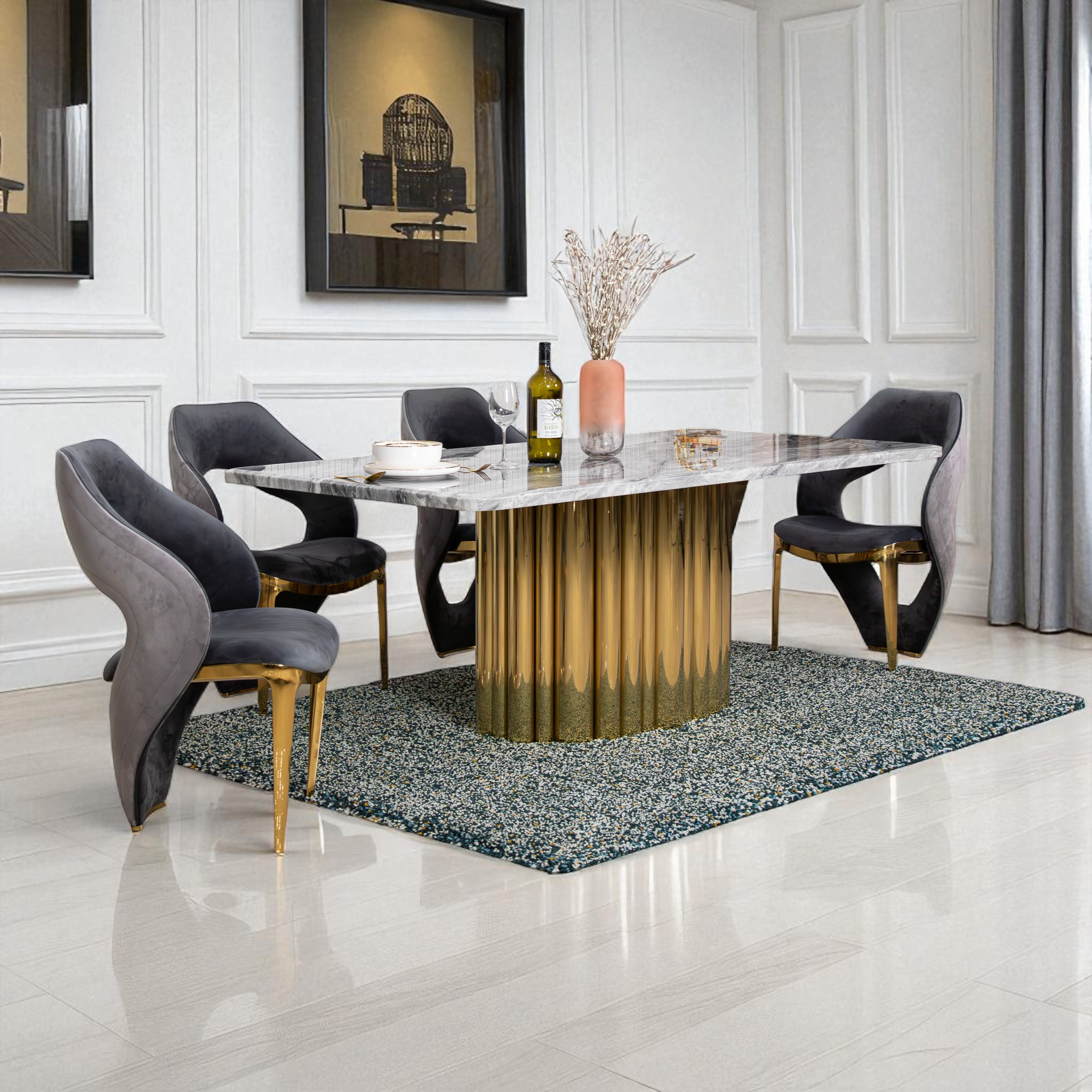 โต๊ะอาหารหินอ่อน 2.0 ม. รุ่น ลีโอนาร์ด LEONARD