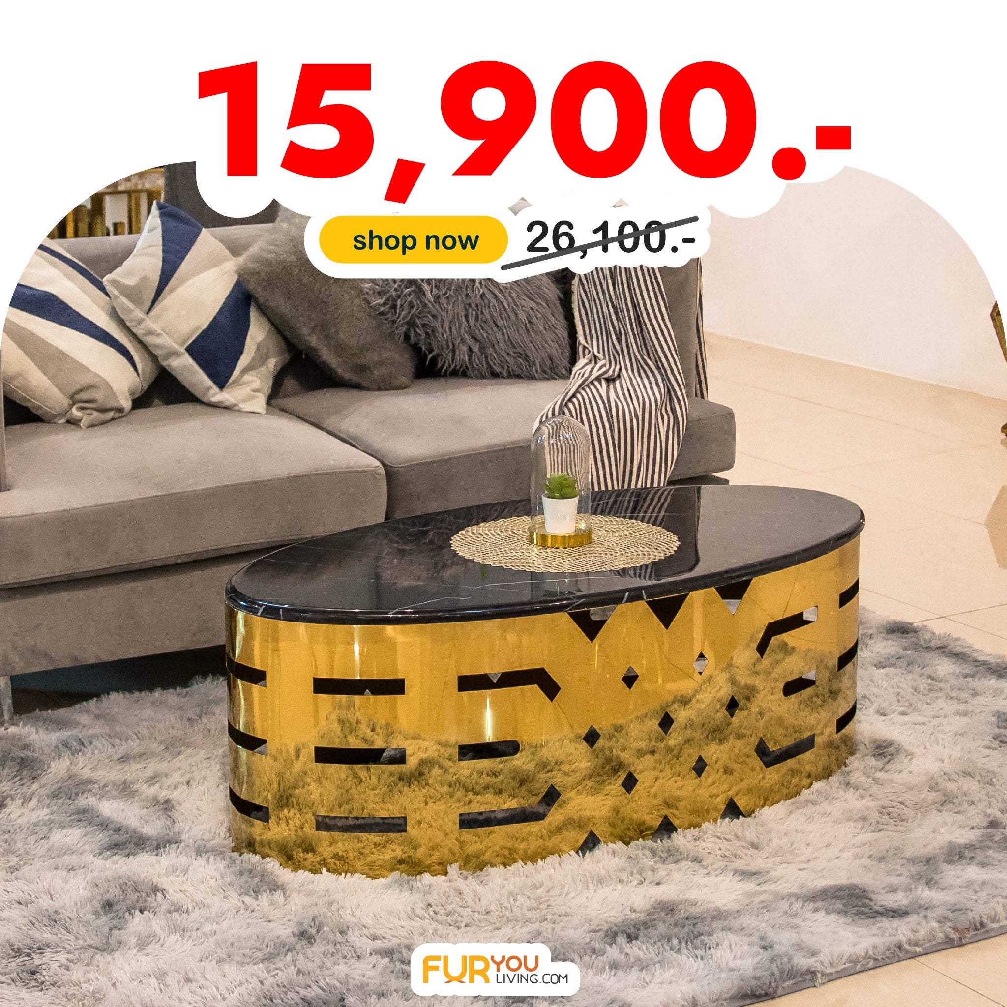 โต๊ะกลางหินอ่อน รุ่น เจนนิส JENNICE วงรี