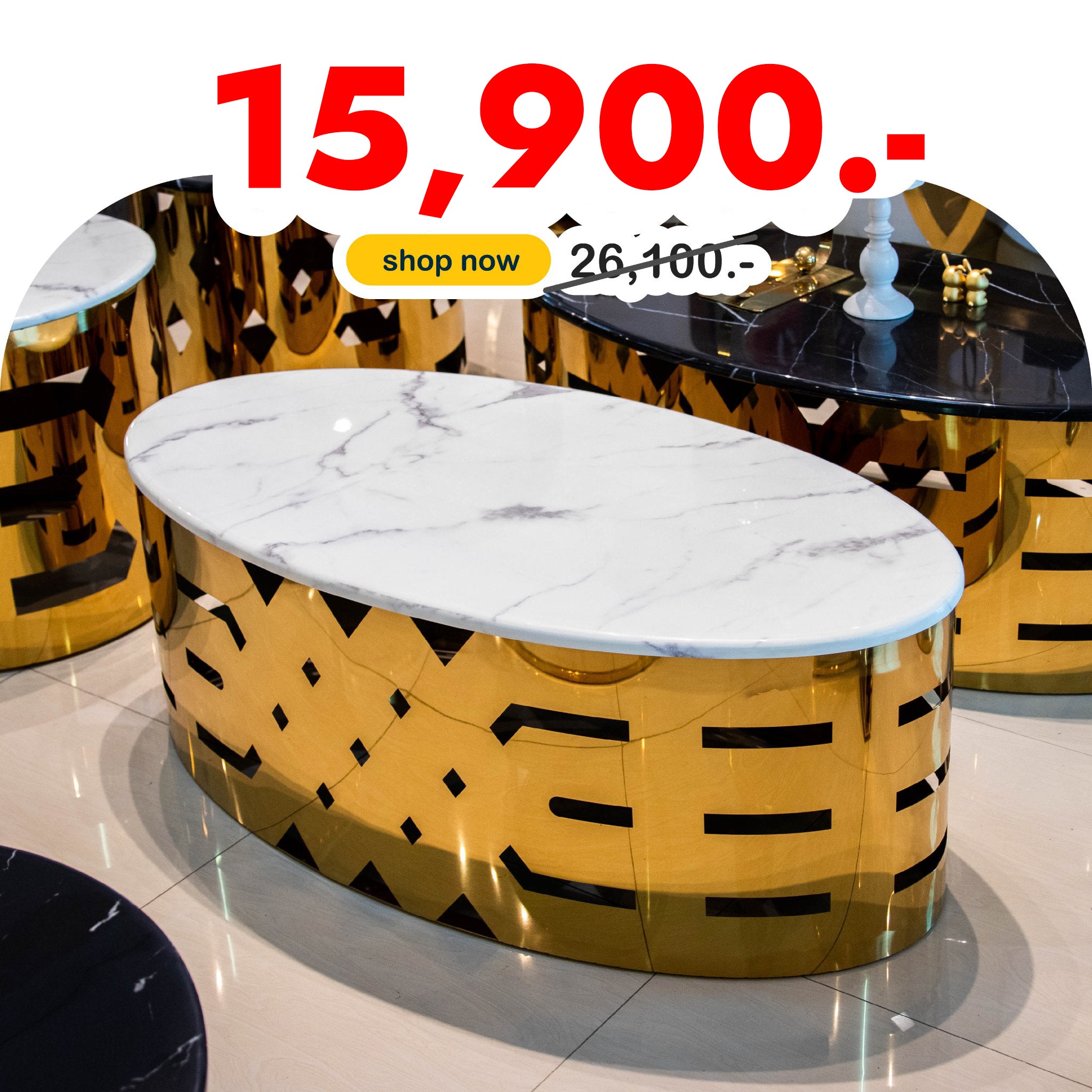 โต๊ะกลางหินอ่อน รุ่น เจนนิส JENNICE วงรี