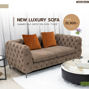 โซฟาผ้ากำมะหยี่ โซฟาหลุยส์ Modern Luxury รุ่น ไทเลอร์ TYLER ขนาด 180 x 96 x 78 cm.