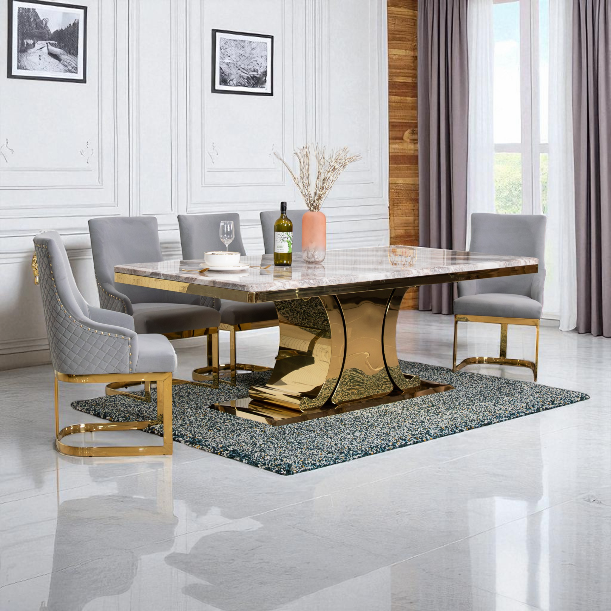 โต๊ะอาหารหินอ่อน 2.2 ม. รุ่น คอนราด CONRAD