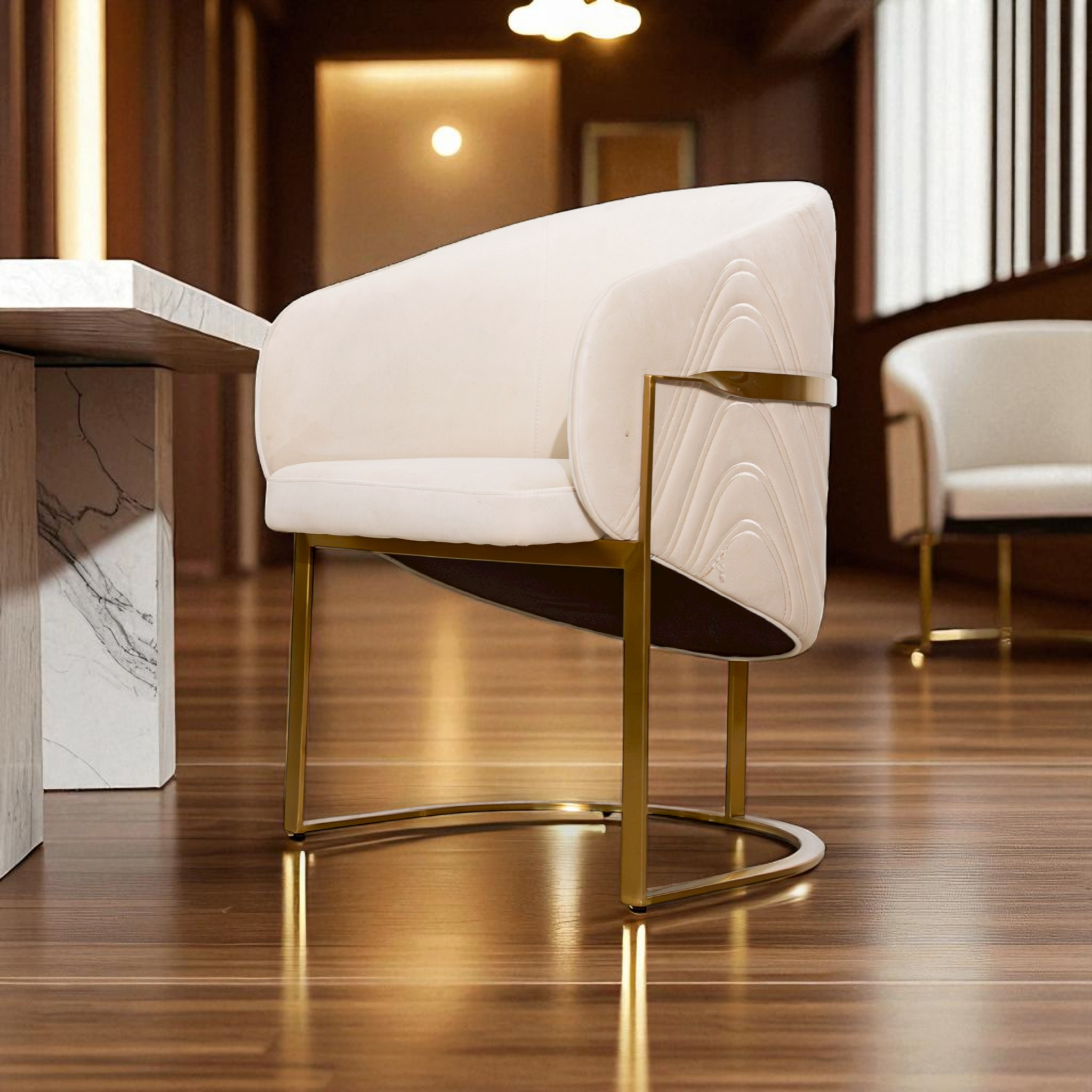 เก้าอี้อาหาร ขาสแตนเลสสีทอง รุ่น โดริส DORIS