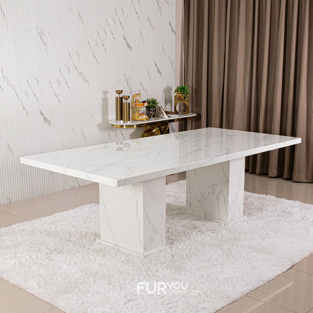 โต๊ะอาหารหินอ่อน 2.4 ม. รุ่น  เอมิเลีย 𝗘𝗠𝗜𝗟𝗜𝗔 (เก้าอี้ 6 ตัว)