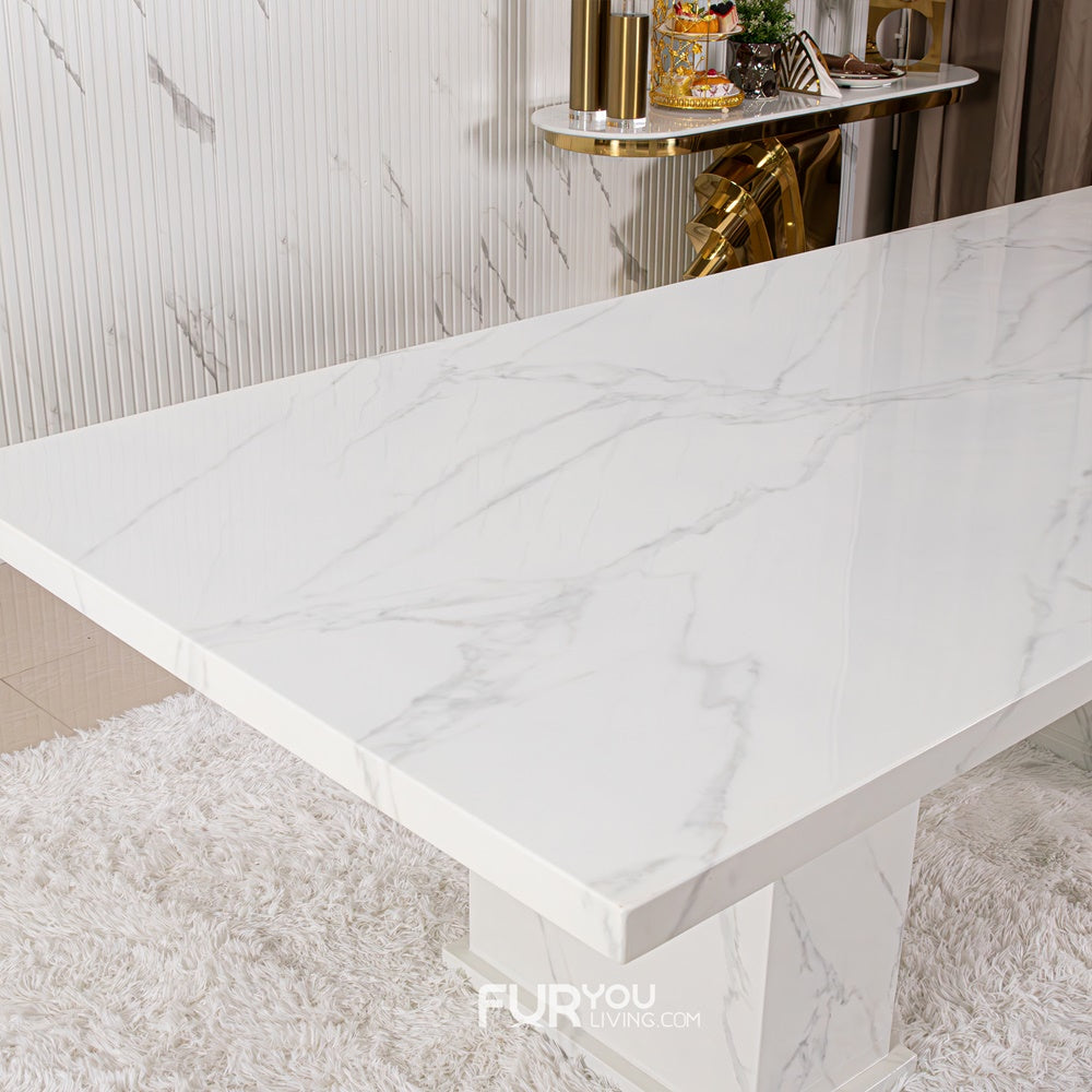 โต๊ะอาหารหินอ่อน 2.4 ม. รุ่น  เอมิเลีย 𝗘𝗠𝗜𝗟𝗜𝗔 (เก้าอี้ 6 ตัว)