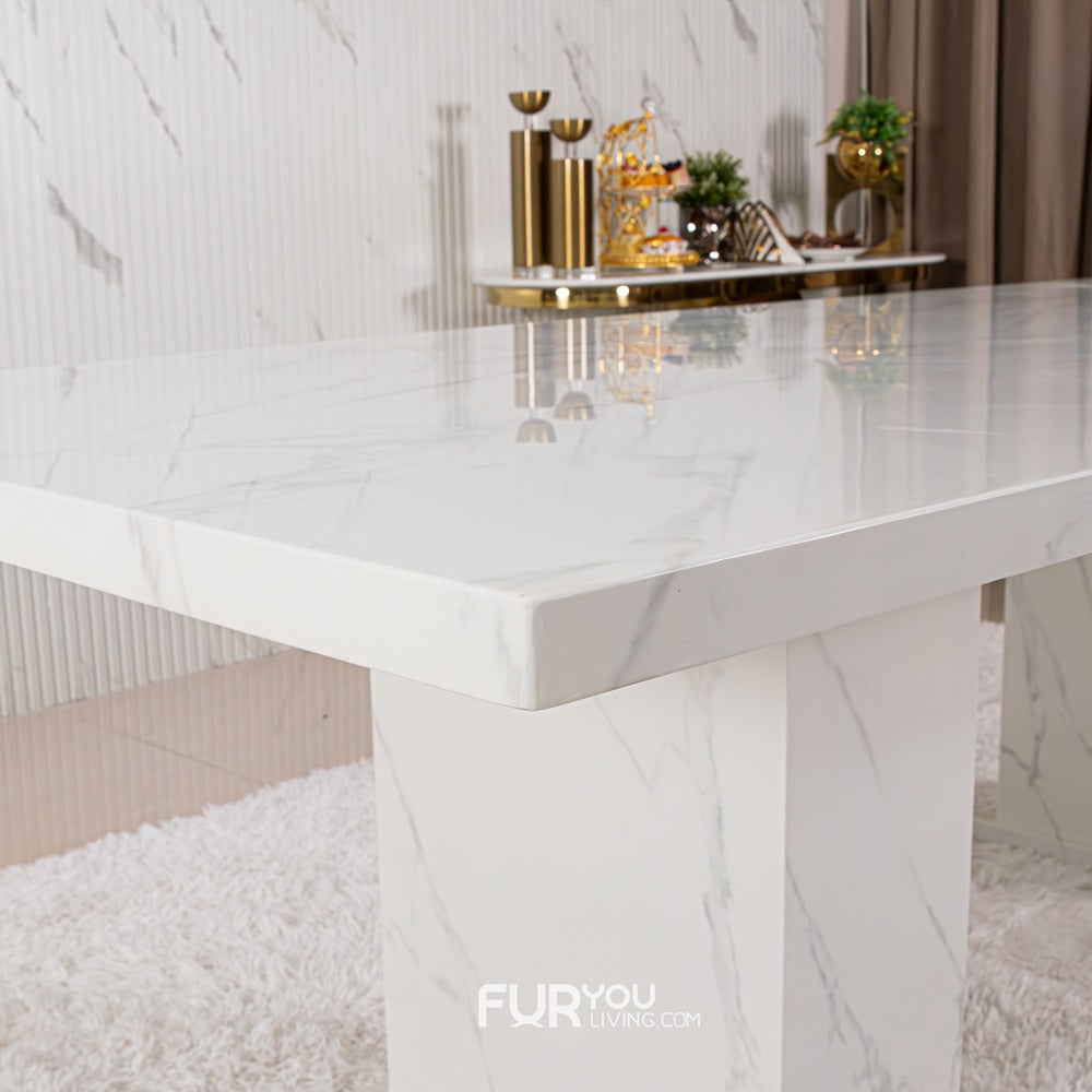 โต๊ะอาหารหินอ่อน 2.4 ม. รุ่น  เอมิเลีย 𝗘𝗠𝗜𝗟𝗜𝗔 (เก้าอี้ 6 ตัว)