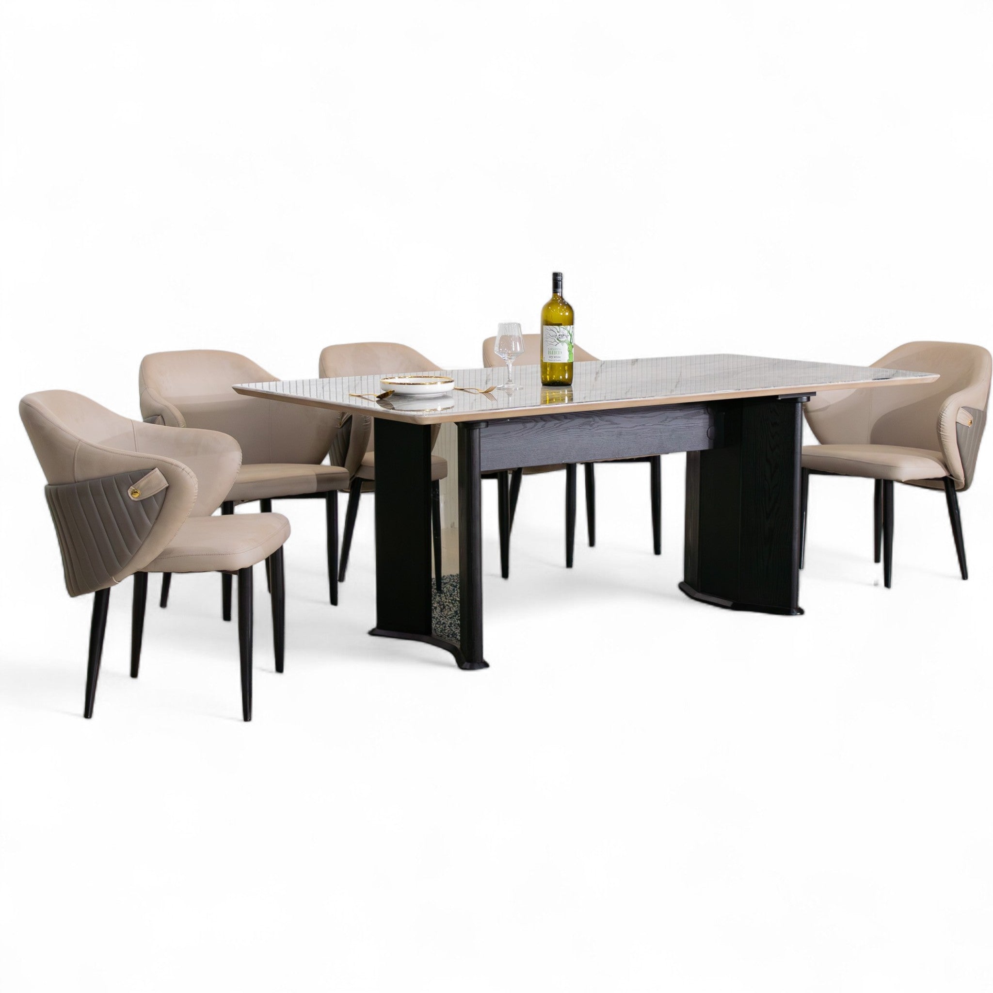 โต๊ะอาหารหิน 2.0 ม. รุ่น ฟรินจ์ FRINGE ขาไม้สีวอลนัท