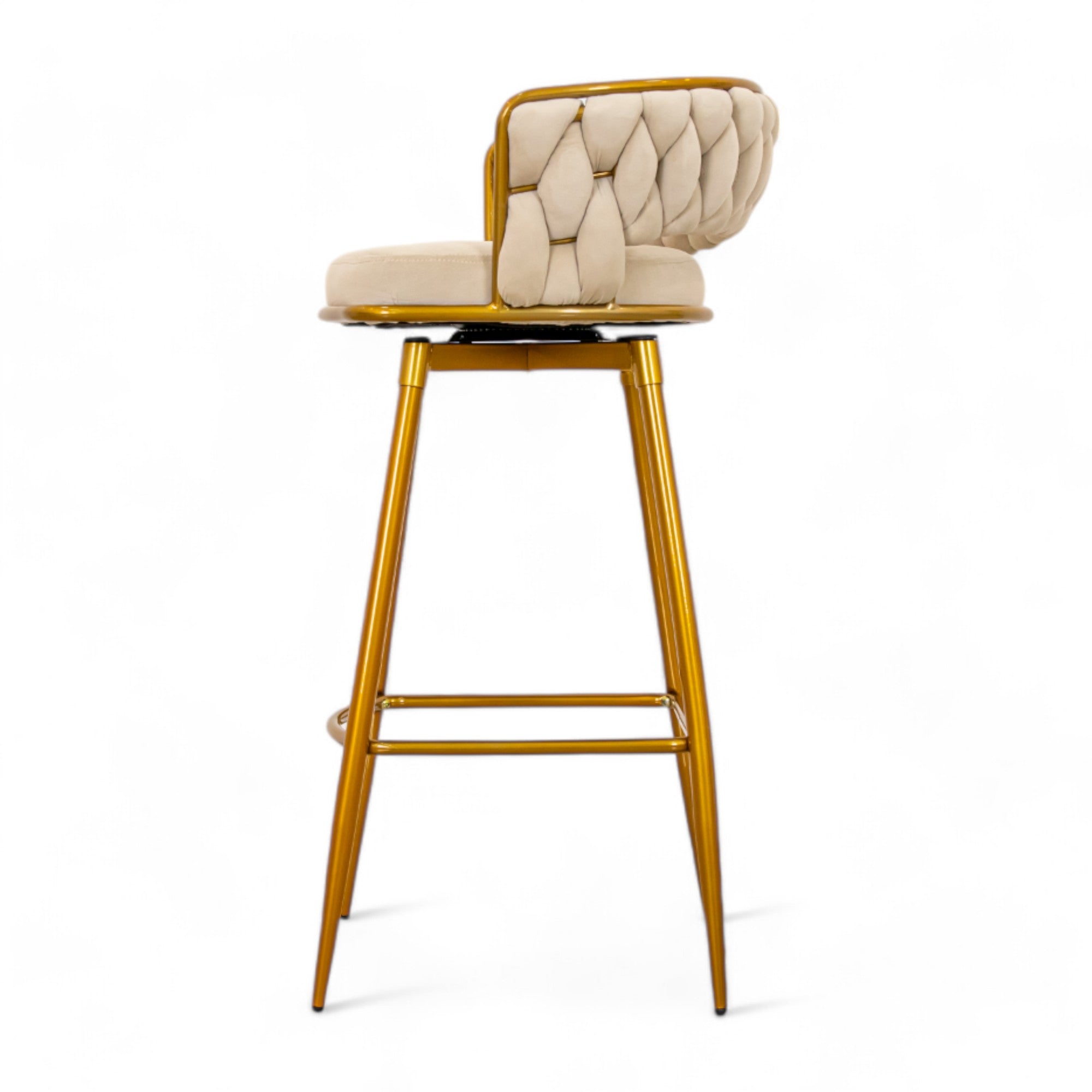 เก้าอี้บาร์ ขาเหล็ก รุ่น เฮอซี่ HERZY  สไตล์ลักซูรี่ luxury ขาทอง ขอบทอง ผ้ากำมะหยี่