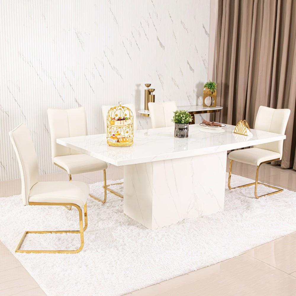 โต๊ะอาหารหินอ่อน 2 ม. รุ่น เอมิเลีย 𝗘𝗠𝗜𝗟𝗜𝗔 พร้อมเก้าอี้ 6 ที่นั่ง