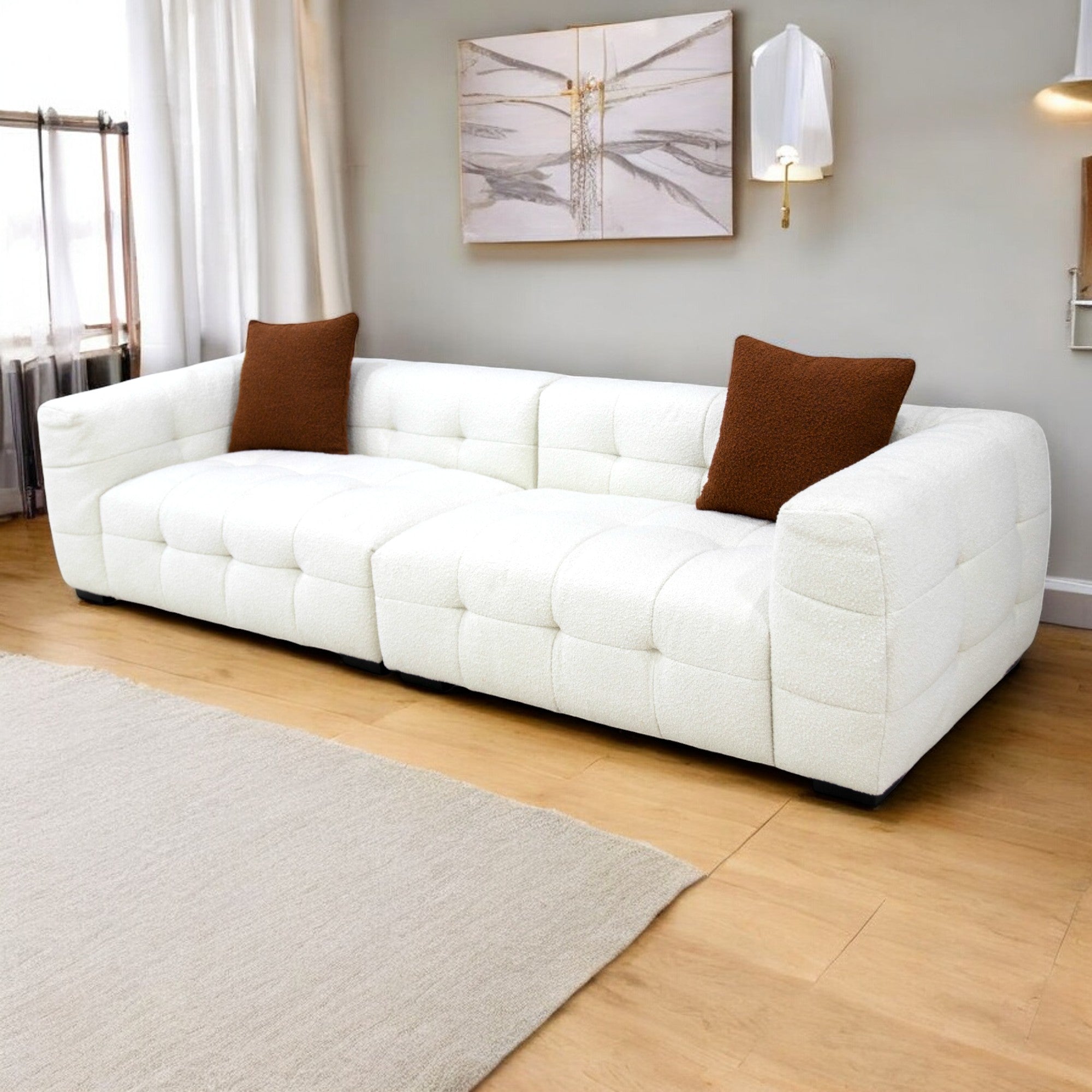 ใหม่!! RONIN โซฟาผ้าขนแกะ น่ารักๆ ผ้าฟูนุ่ม นั่งสบายมากๆ สีขาวครีม ละมุนสุดๆ