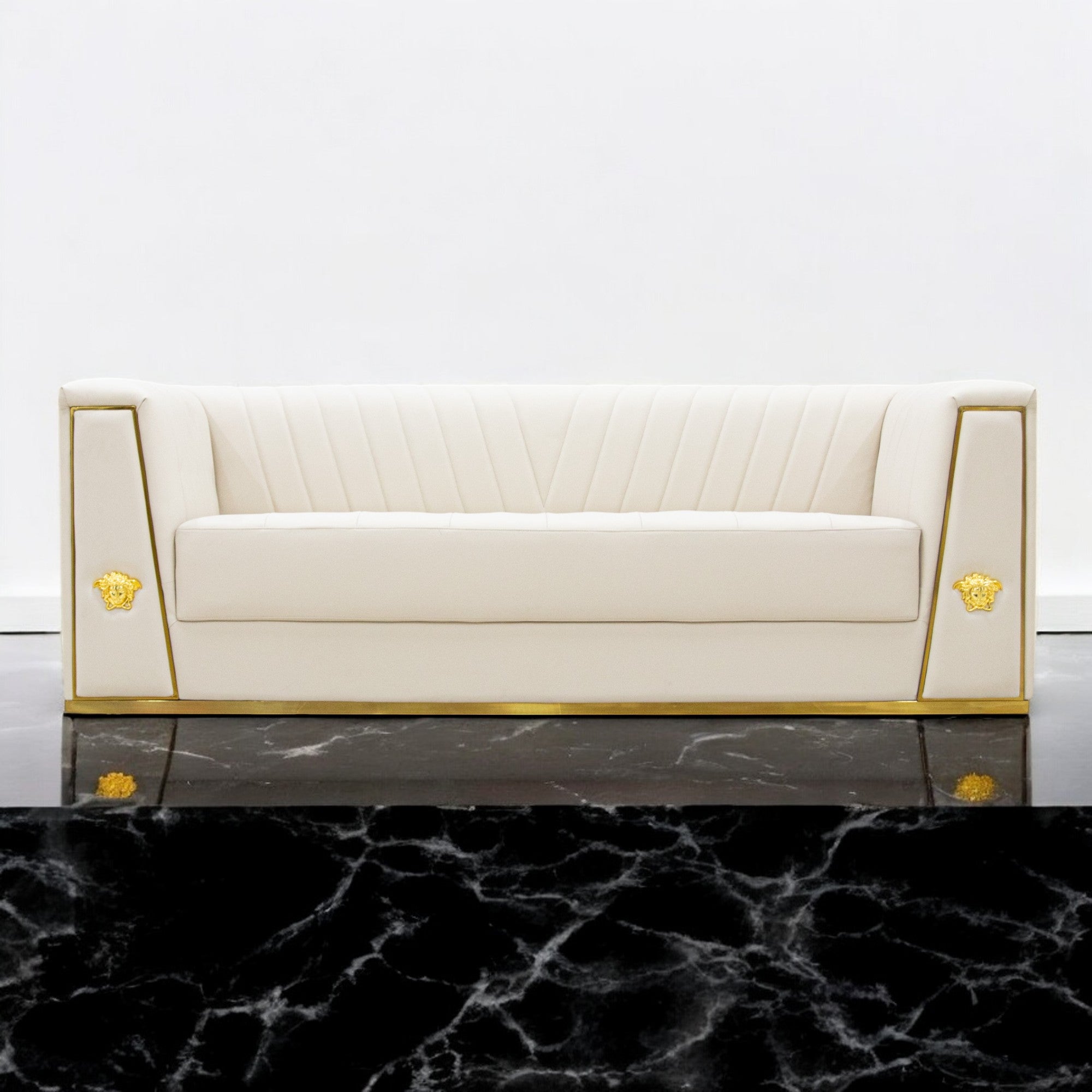 โซฟาหนัง สไตล์ luxury เดินโลหะทอง สวยหรู ระดับพรีเมี่ยม รุ่น เวโอล่า VEOLA