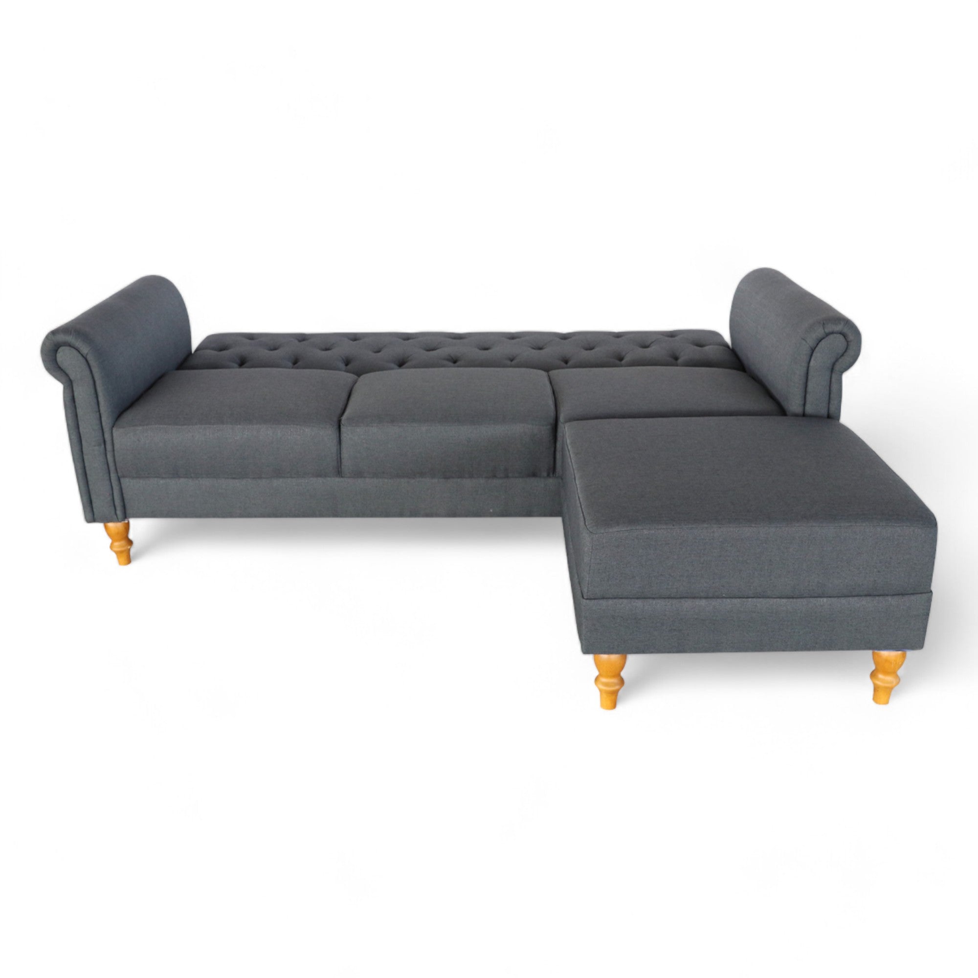 โซฟาผ้า โซฟา l-shape โวฟาปรับนอน สไตล์โมเดิร์นลักซูรี่ รุ่น เคเบีย ปรับนอนได้ 3 ระดับ พนัหพิงเย็บดึงกระดุม