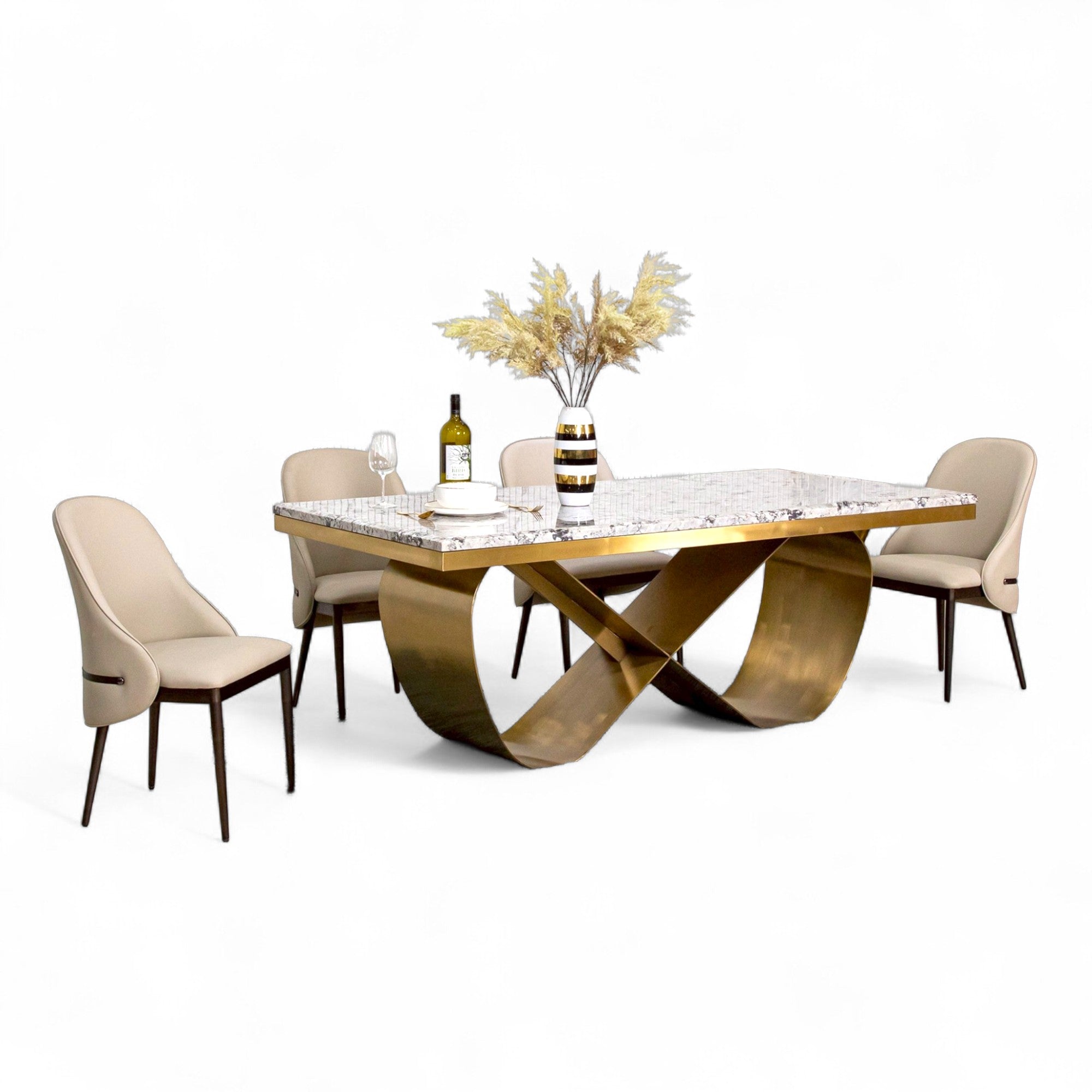 โต๊ะอาหารหินอ่อน 2.0 ม. รุ่น อินฟินิตี้ INFINITY สีทอง 6 ที่นั่ง