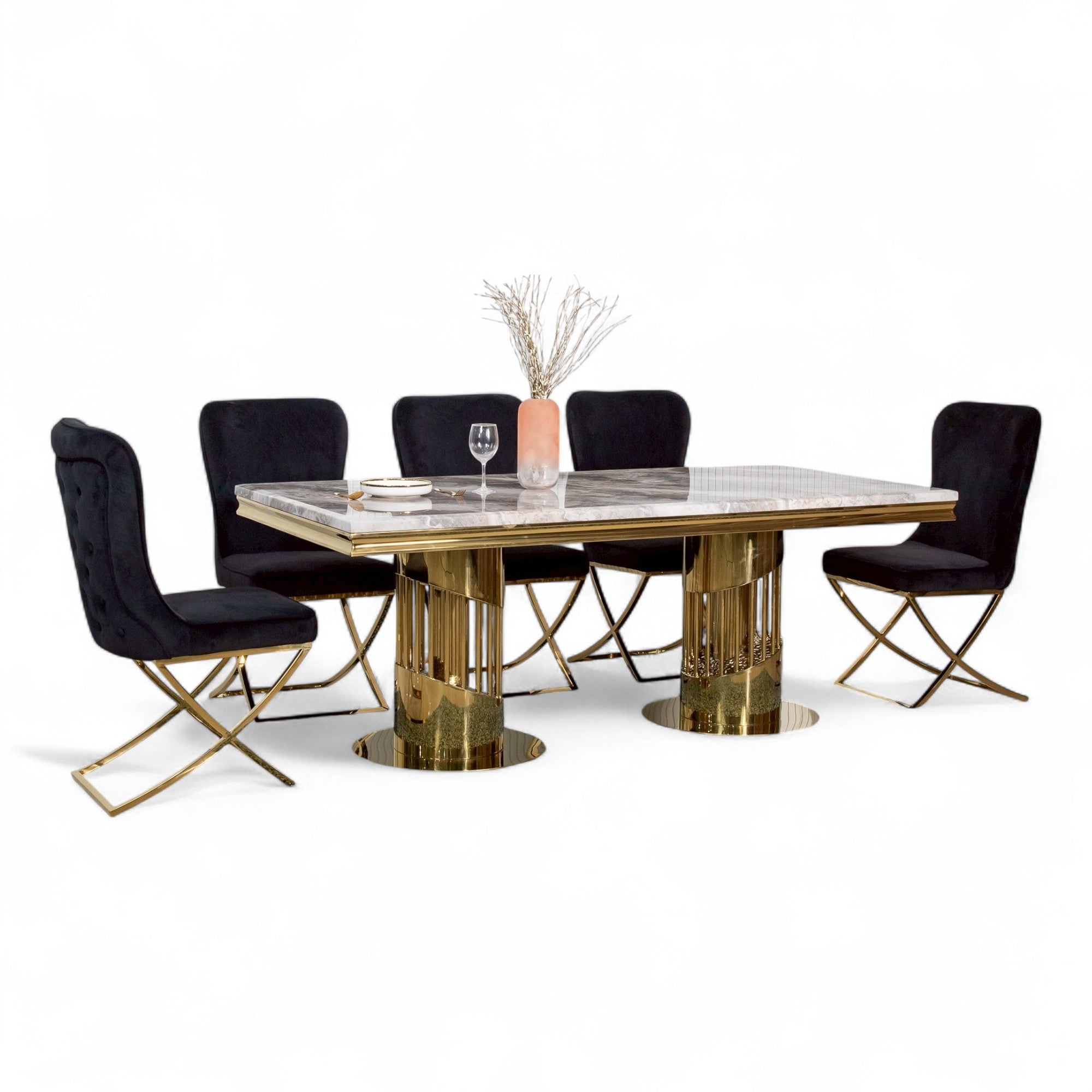 โต๊ะอาหารหินอ่อน 2.0 ม. รุ่น โมอาน่า MOANA สีทอง