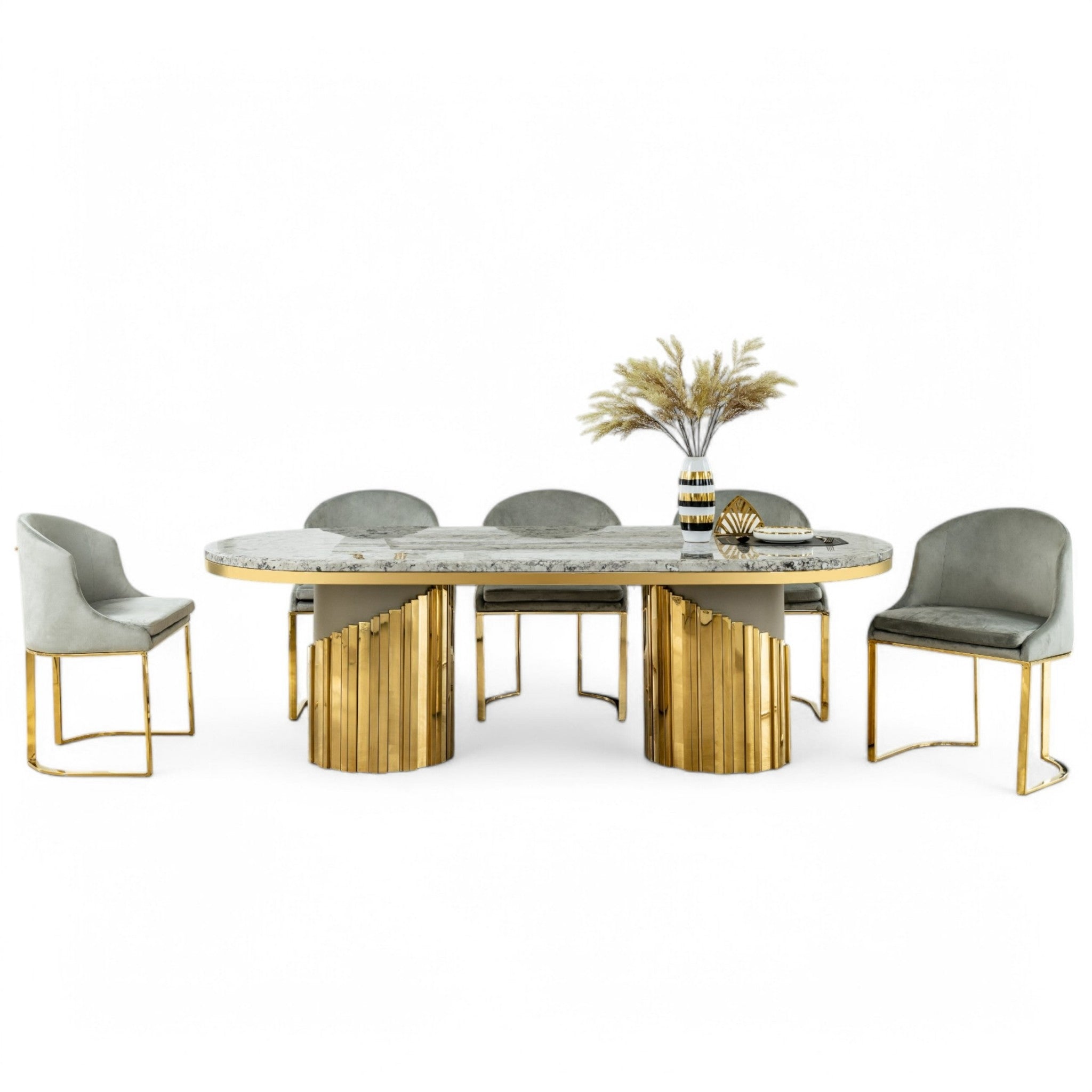 โต๊ะอาหารหินอ่อน 2.4 ม. รุ่น คาลิซี KHALEESI สีทอง 6 ที่นั่ง