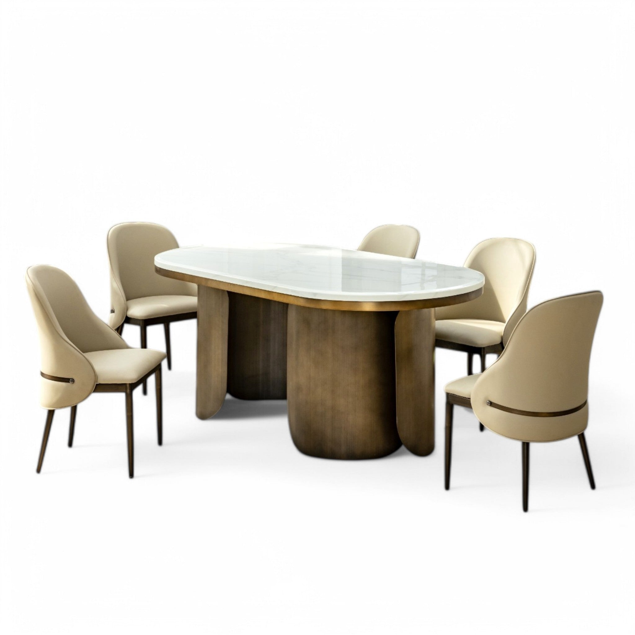 โต๊ะอาหารหินอ่อน 2.4 ม. รุ่น วีระ VEERA สีทอง 6 ที่นั่ง