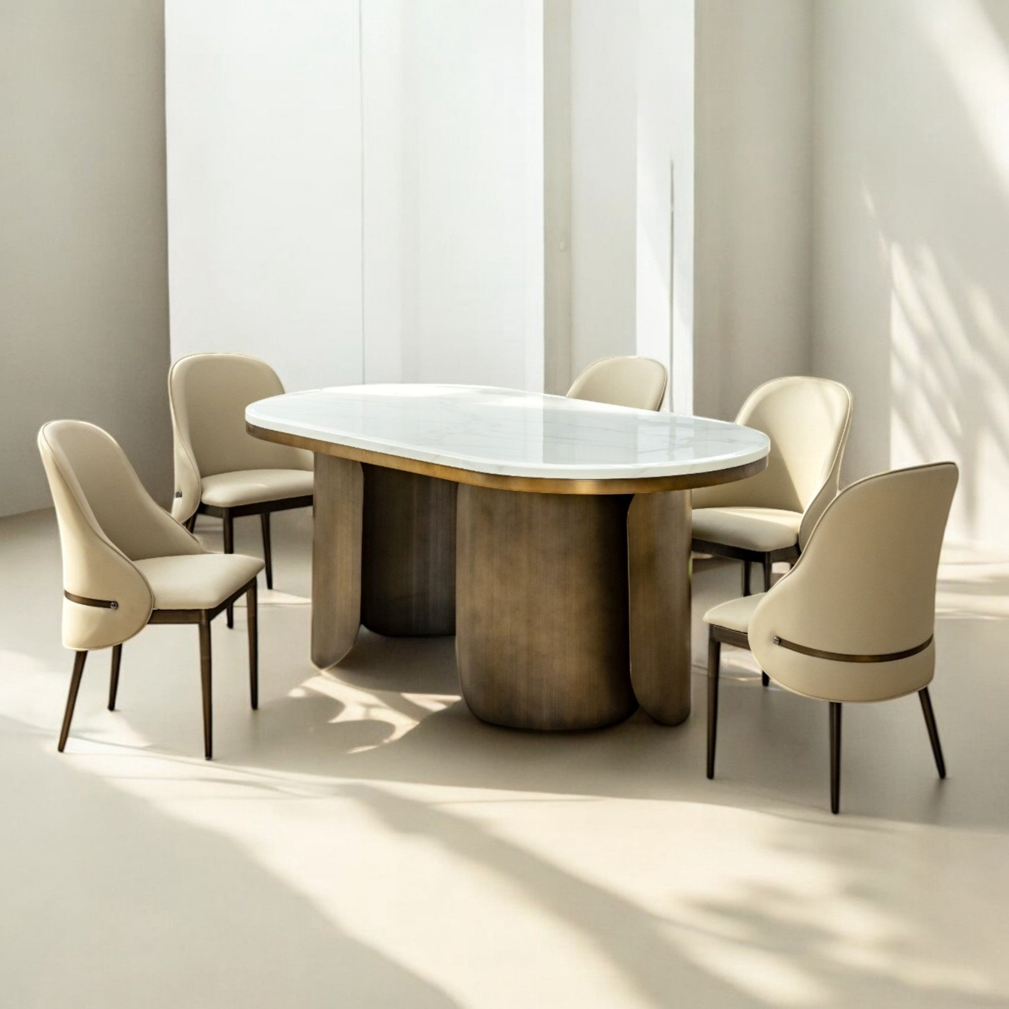 โต๊ะอาหารหินอ่อน 2.4 ม. รุ่น วีระ VEERA สีทอง 6 ที่นั่ง