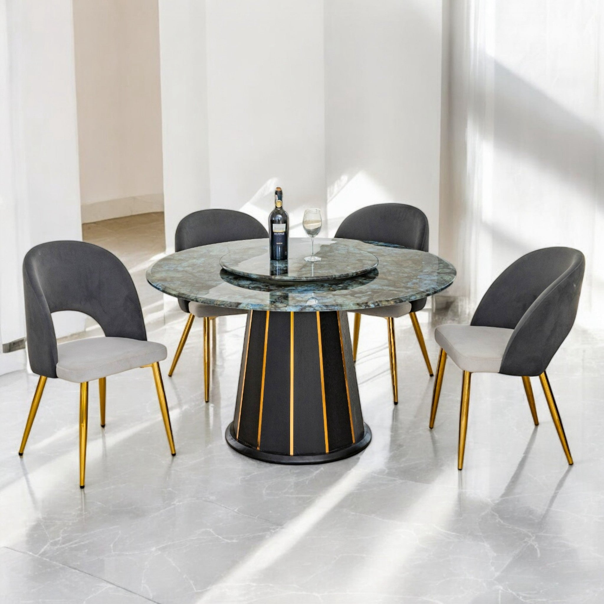 ชุดโต๊ะทานอาหารกลม 135 ซม. รุ่น ทรอส TROSS (เก้าอี้ 4 ตัว)