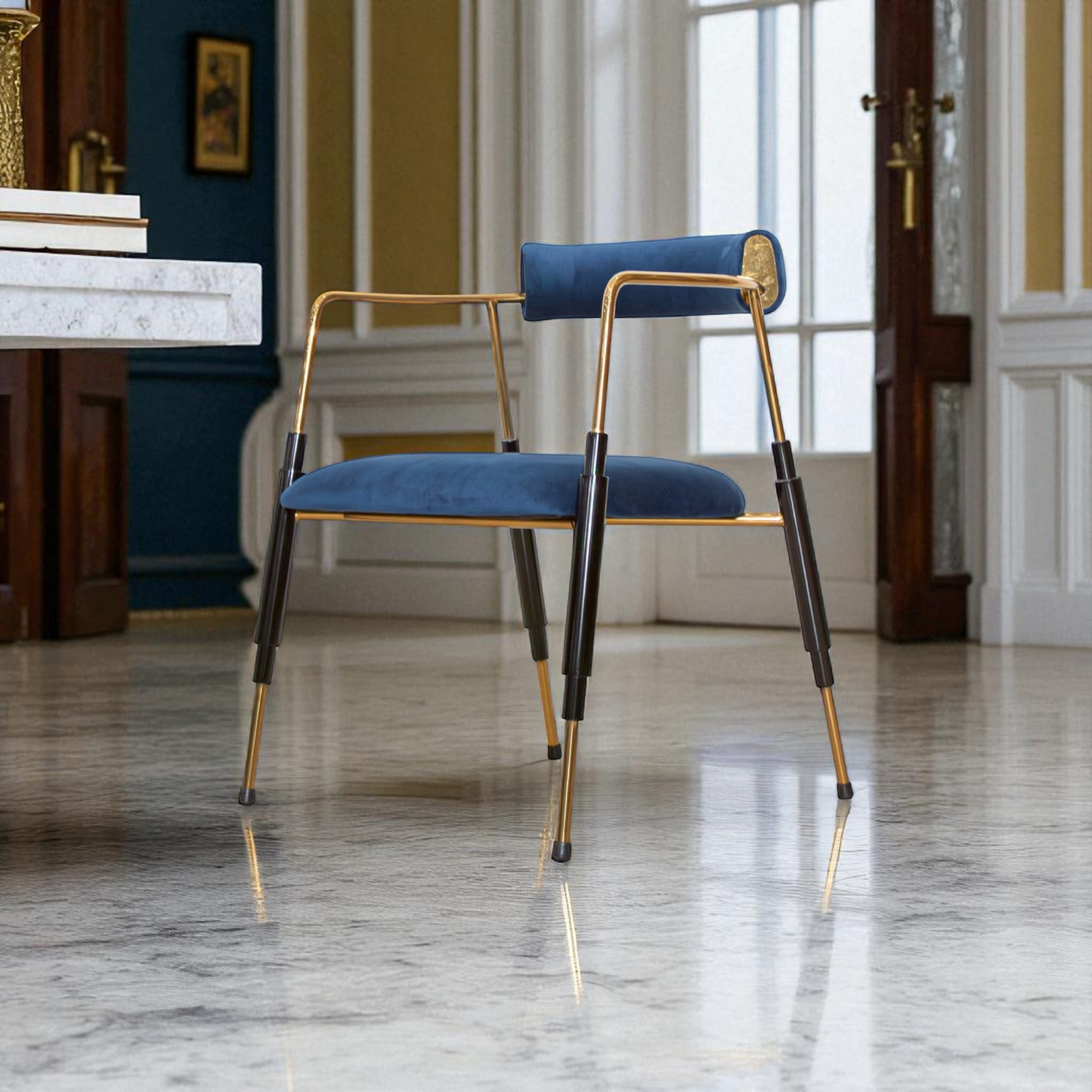 เก้าอี้อาหาร ขาสแตนเลสสีทอง รุ่น นิกซี่ NEXIE