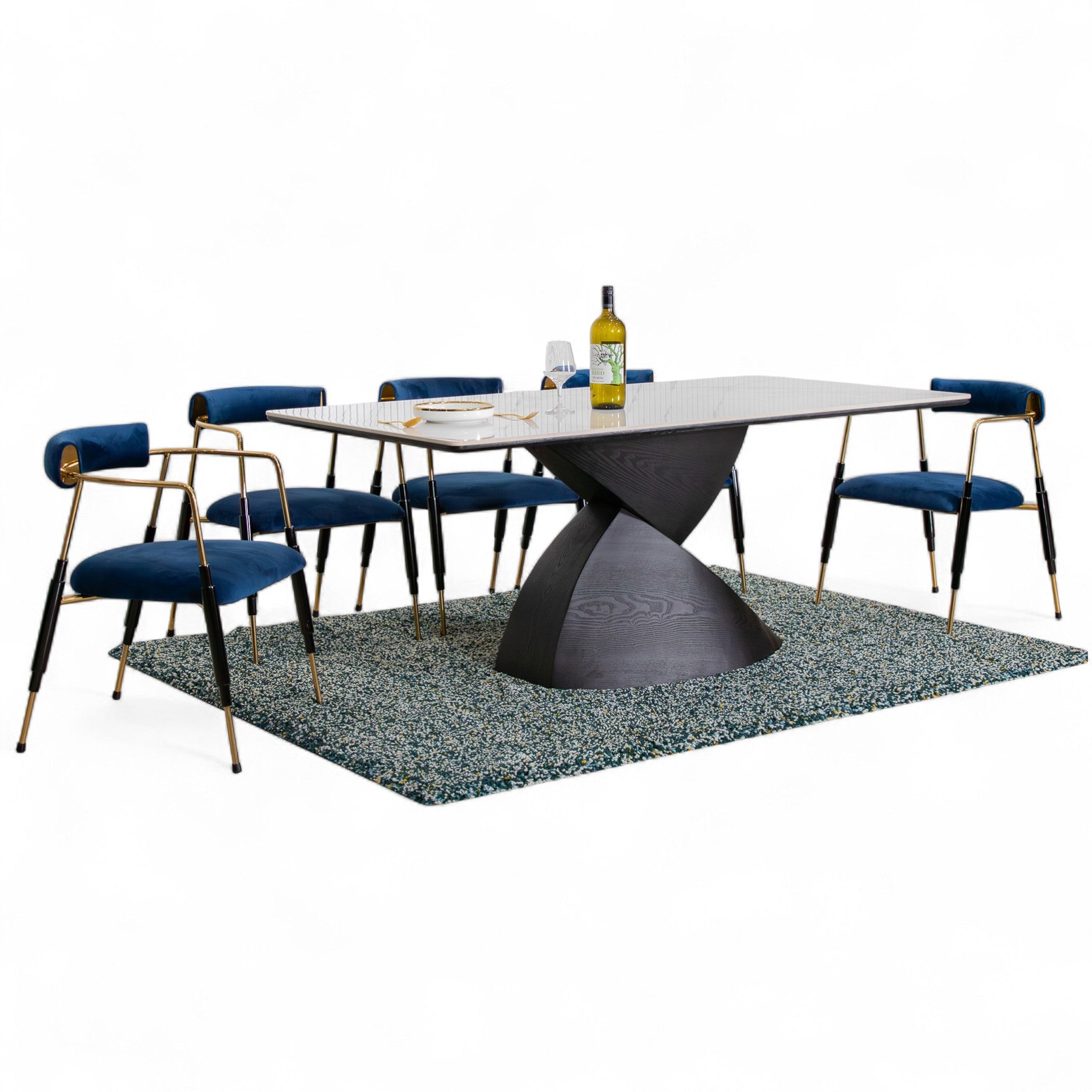 โต๊ะอาหารหิน 2.0 ม. รุ่น พิทูเนีย PETUNIA ขาสีดำ