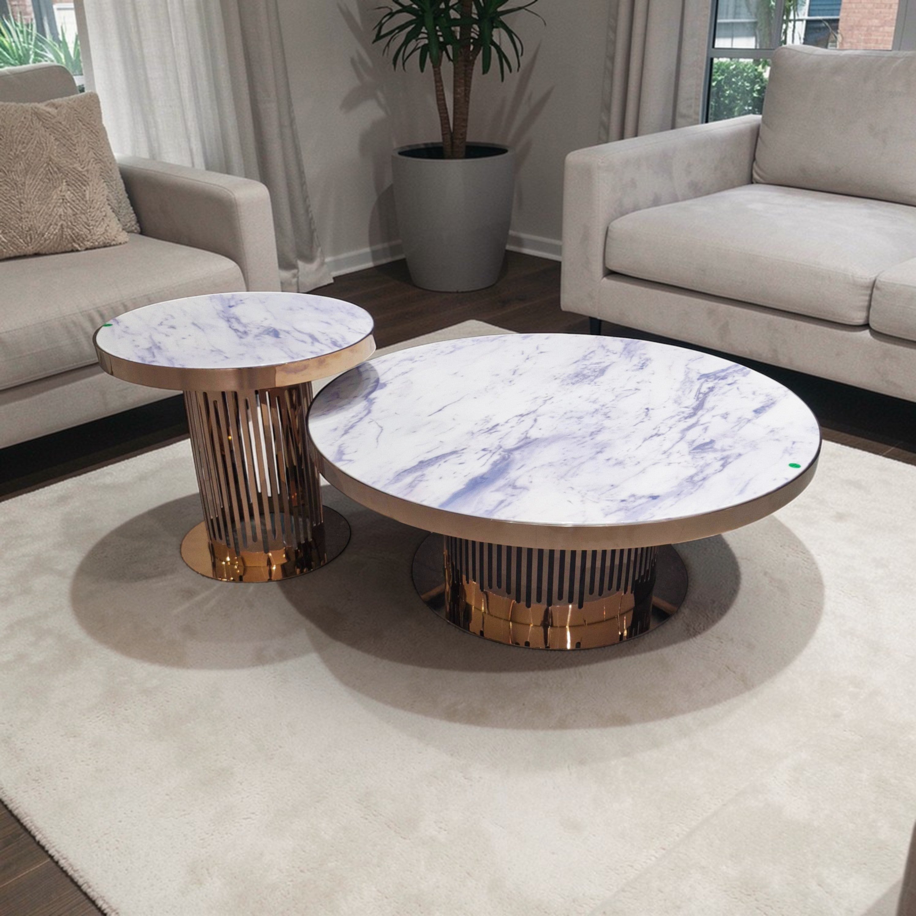 โต๊ะกลางหินอ่อน รุ่น สกาเล็ต SCARLETTE สีโรสโกล์ด