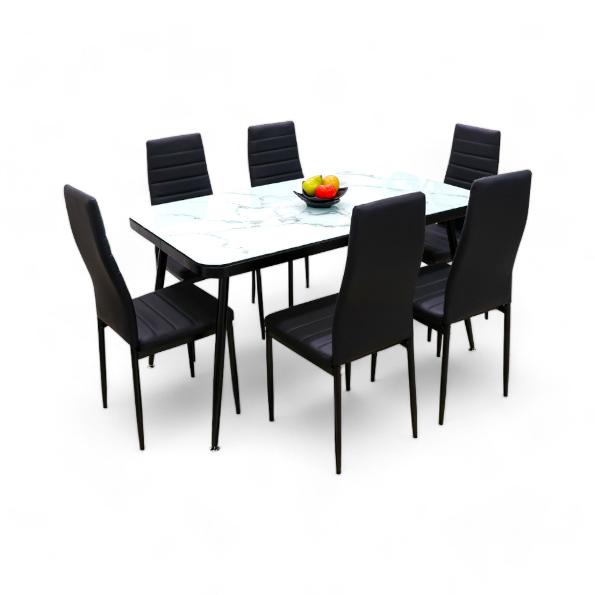 โต๊ะอาหารท็อปกระจกลายหินอ่อน 1.4 ม. รุ่น สปริน SPIN