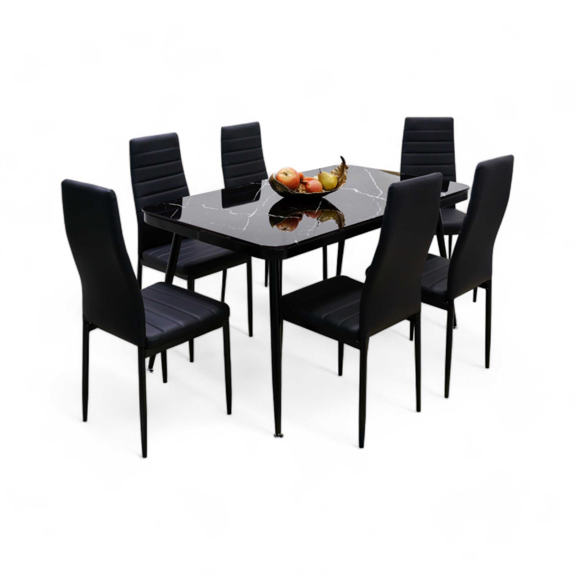 โต๊ะอาหารท็อปกระจกลายหินอ่อน 1.4 ม. รุ่น สปริน SPIN