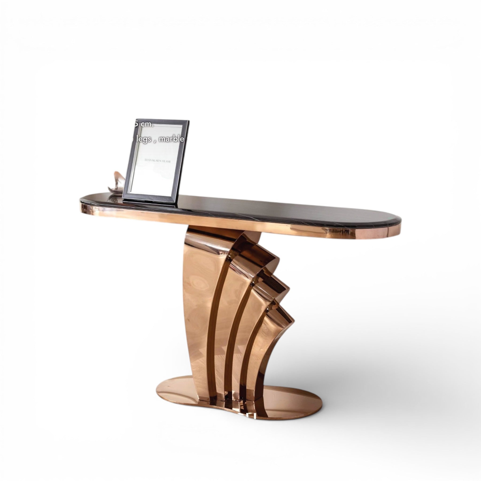 โต๊ะคอลโซลท็อปหิน 1.4 ม. รุ่น สเนล SNAIL สีโรสโกล์ด