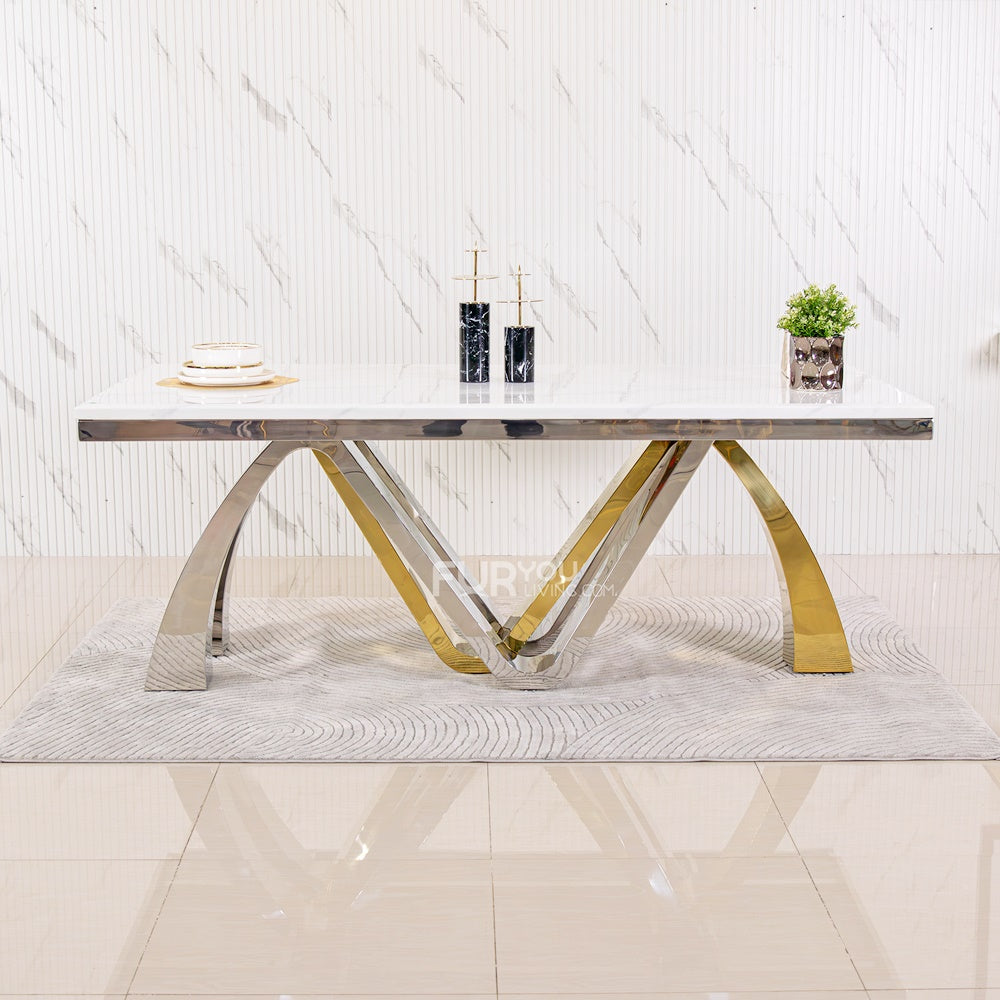 โต๊ะอาหารหินอ่อน 2 ม. รุ่น สแปรโร่ SPARROW (เก้าอี้ 4 ตัว)