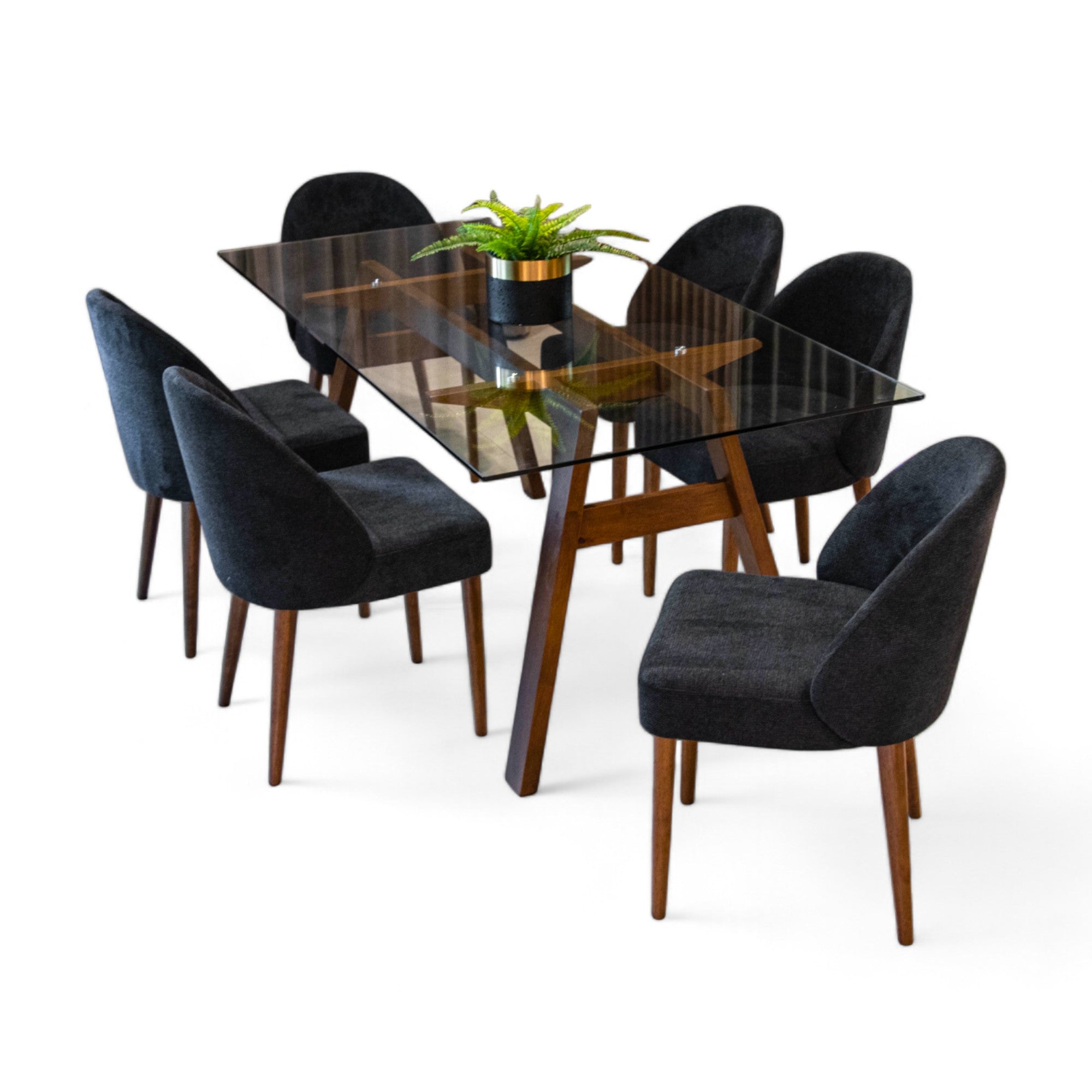 ชุดโต๊ะทานอาหารกระจก รุ่น โทบี้ TOBY เก้าอี้ 6 ที่นั่ง