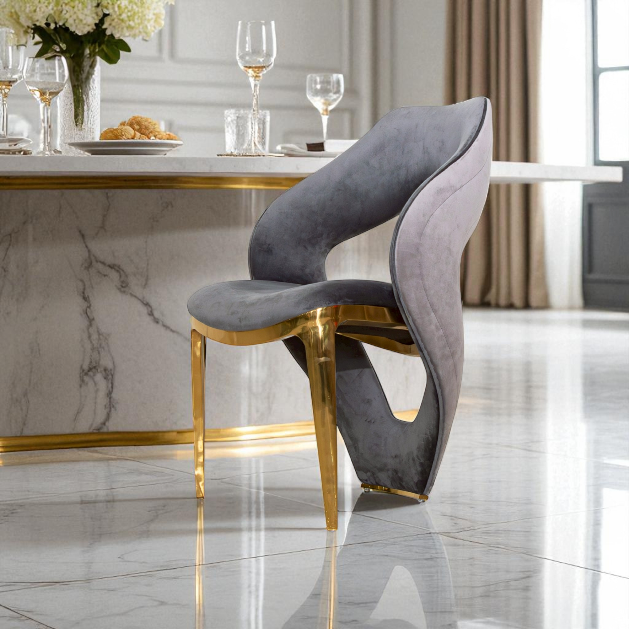 เก้าอี้อาหาร ขาสแตนเลสสีทอง รุ่น วีนัส VENUS