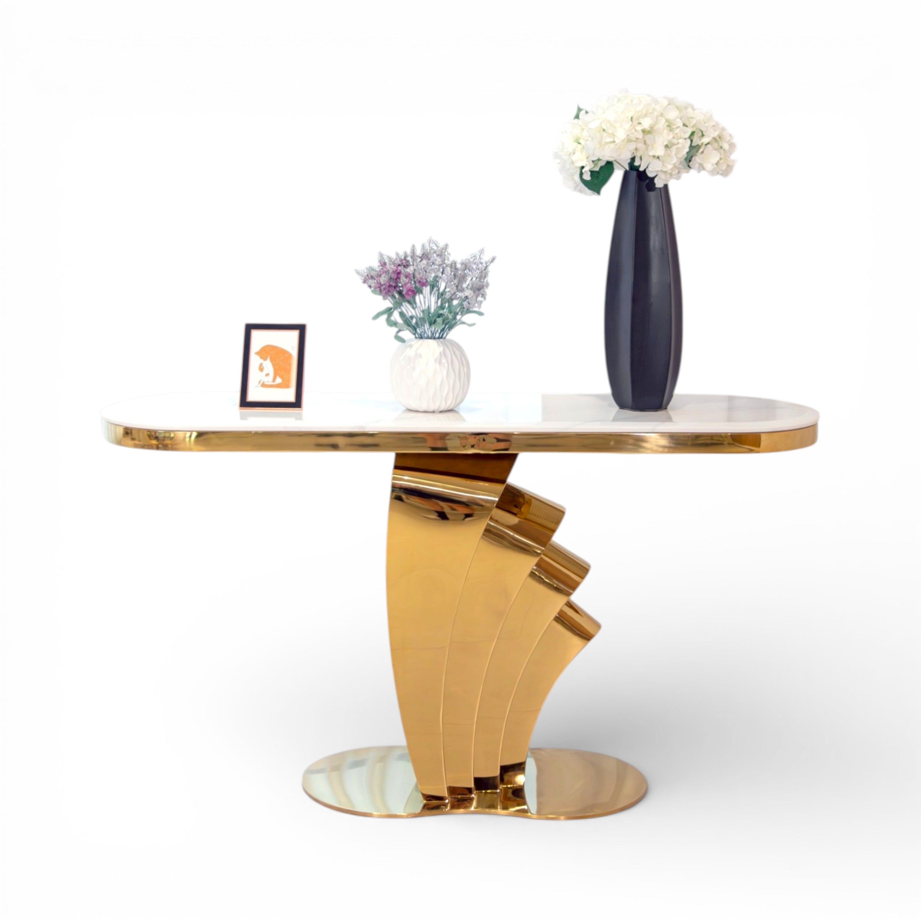 โต๊ะคอลโซลท็อปหิน 1.4 ม. รุ่น สเนล SNAIL สีทอง