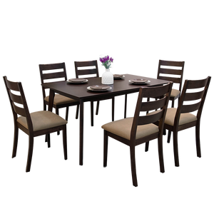 [พร้อมส่ง] ชุดโต๊ะทานอาหาร ชุดโต๊ะกินข้าวไม้ยางพาราทั้งชุด พร้อมเก้าอี้ 6 ที่นั่ง  รุ่น ราเวนน่า
