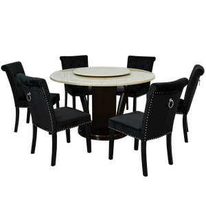[พร้อมส่ง] ชุดโต๊ะอาหาร รุ่น ทรัมป์ (โต๊ะ 1 ตัว + เก้าอี้ Victoria 6 ตัว)  เลือกสีเก้าอี้ได้