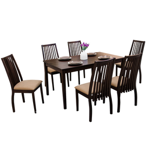 [พร้อมส่ง] ชุดโต๊ะอาหาร ชุดโต๊ะกินข้าวไม้ 6 ที่นั่ง สไตล์โมเดิร์น คลาสสิค โต๊ะ รุ่น มิซู