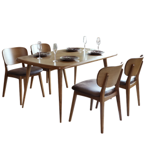 [พร้อมส่ง] ชุดโต๊ะทานอาหาร ชุดโต๊ะกินข้าวไม้ยางพาราทั้งชุด พร้อมเก้าอี้ 4 ที่นั่ง สไตล์โมเดิร์น รุ่น นอร่า+มันเดย์