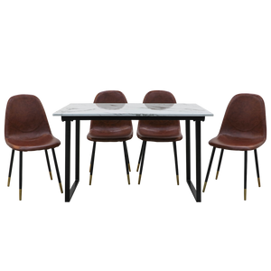 [พร้อมส่ง] ชุดโต๊ะอาหาร โต๊ะกินข้าวท็อปหินอ่อน พร้อมเก้าอี้ 4 ที่นี่ง สไตล์โมเดิร์น รุ่น บอสโก้