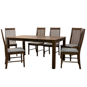 [พร้อมส่ง] ชุดโต๊ะกินข้าวไม้ยางพารา 6 ที่นั่ง รุ่นเรจจินา เก้าอี้ทรงสูง victory เบาะเสริมฟองน้ำหุ้มด้วยผ้าฝ้าย
