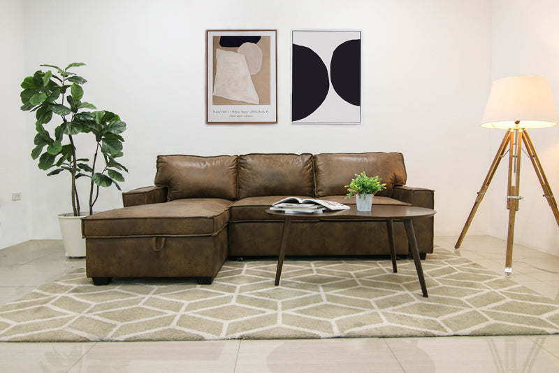 โซฟา L-shape ปรับนอนได้มีทั้งเบดซ้าย-ขวา หุ้มผ้าsoft tech ตัวเบดเปิด-ปิด เก็บของได้ รุ่น ดาร์เลเน่