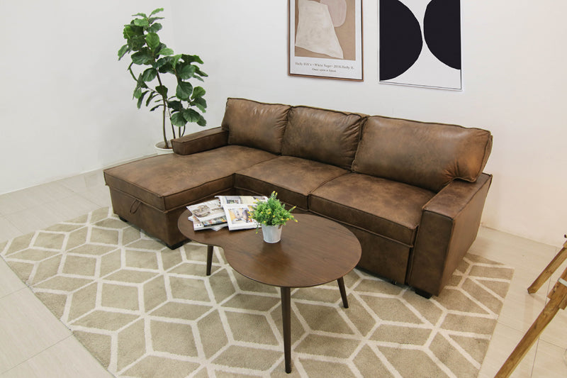 โซฟา L-shape ปรับนอนได้มีทั้งเบดซ้าย-ขวา หุ้มผ้าsoft tech ตัวเบดเปิด-ปิด เก็บของได้ รุ่น ดาร์เลเน่