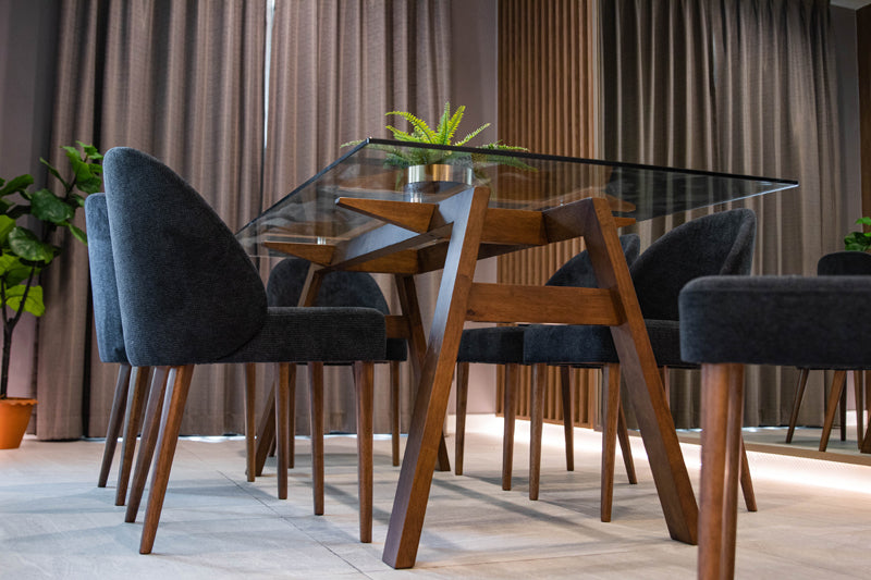 ชุดโต๊ะทานอาหารกระจก รุ่น โทบี้ TOBY เก้าอี้ 6 ที่นั่ง