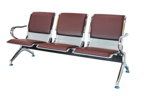 เก้าอี้พักคอย เก้าอี้แถวเหล็กเบาะหุ้มหนัง ขนาด 3 ที่นั่ง เก้าอี้สนามบิน เก้าอี้เหล็กแถว